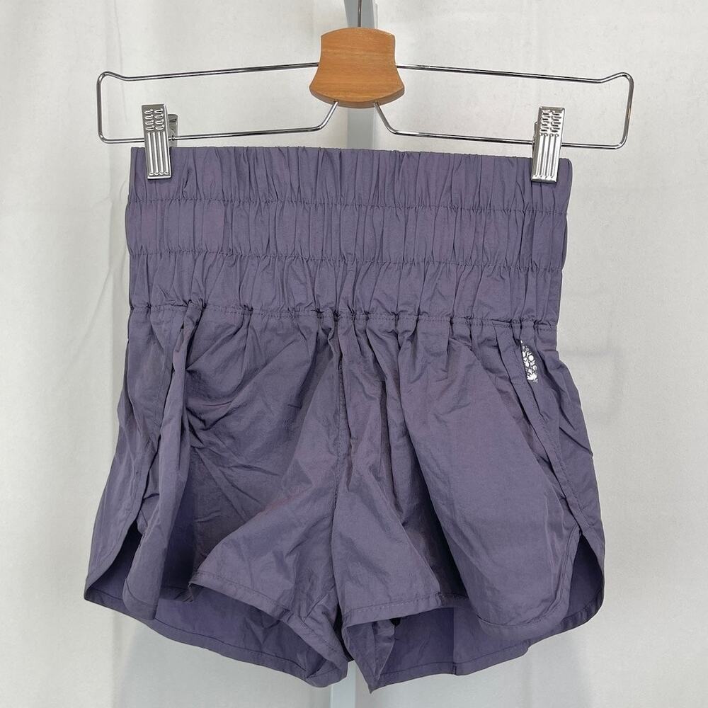 FREE PEOPLE Movement The Way Home Shorts Deep Sea Smocked Waist Purple Size XS
